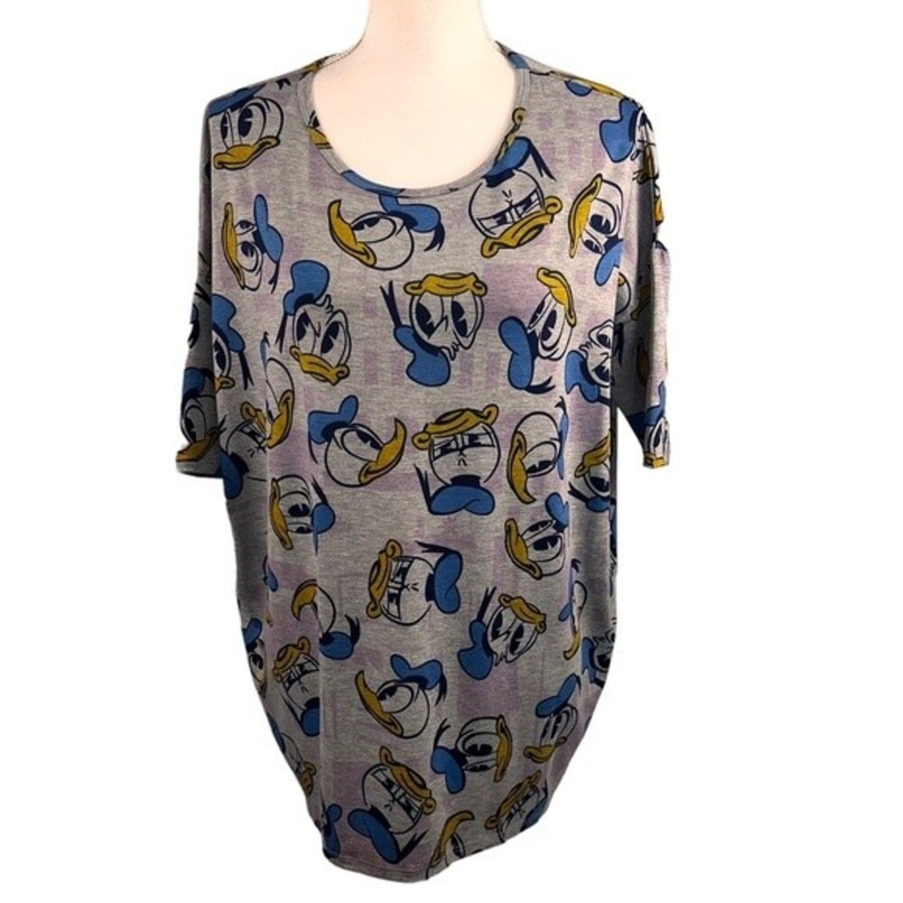 NWT LulaRoe Disney Donald Duck Tunic Shirt Oversized Small Gray Blue